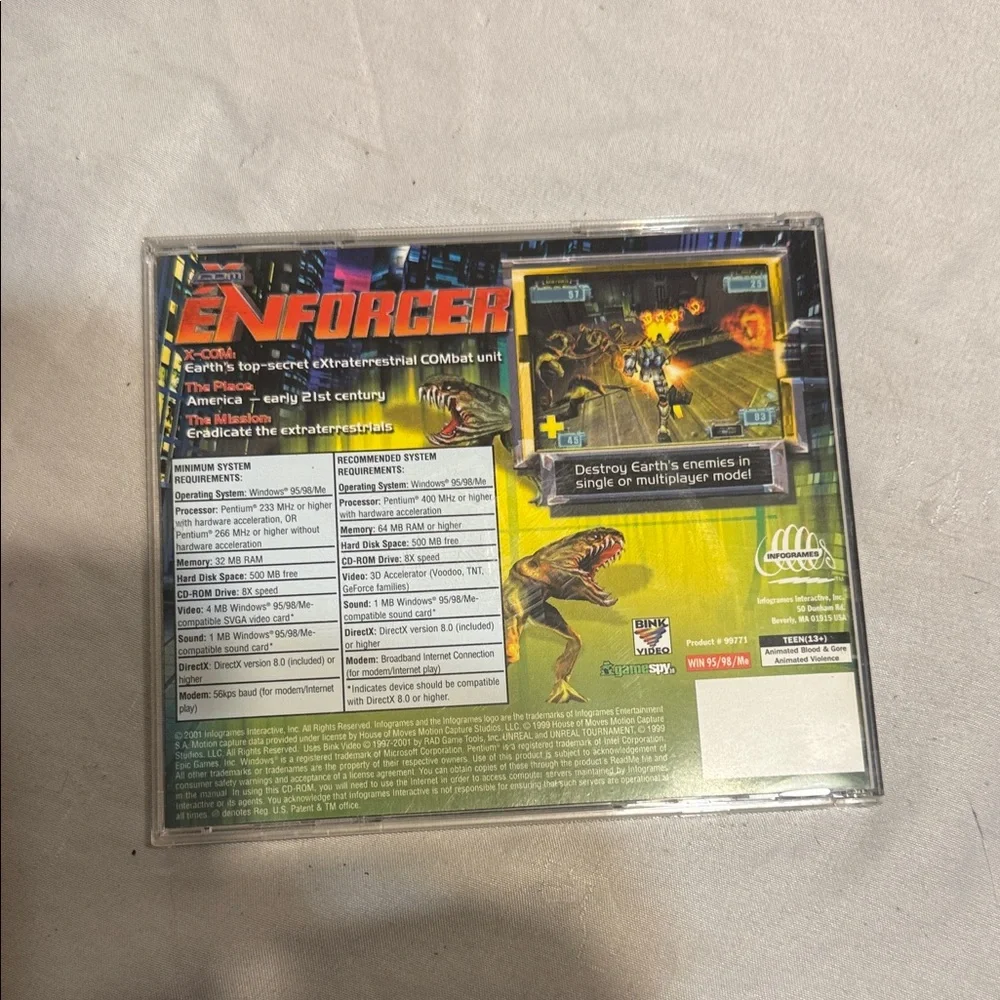 XCom Enforcer 2001 Vintage PC Game Windows 95/98/Me